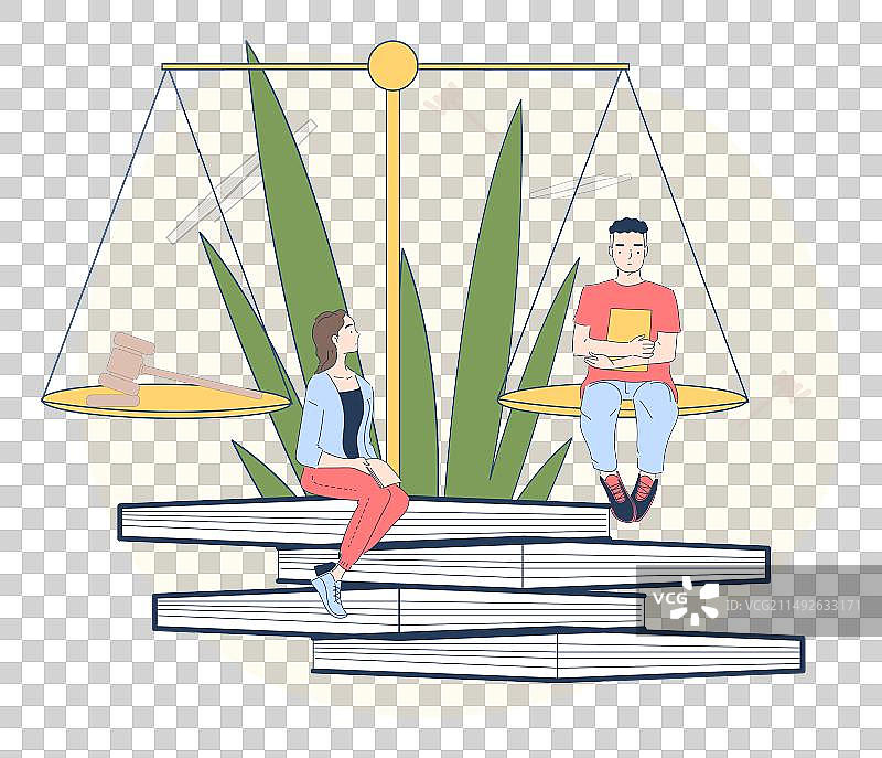 带天平的法律线性图标图片素材