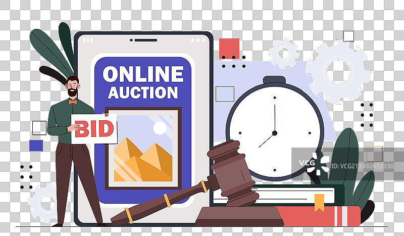 在线拍卖概念图片素材