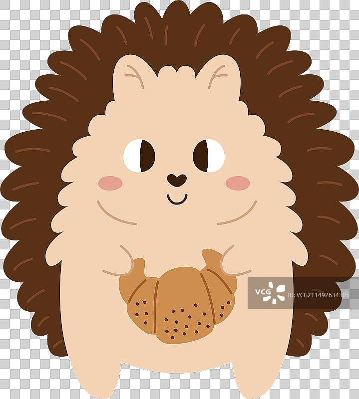 拿着羊角面包的刺猬图片素材