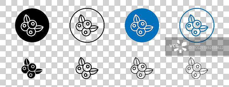 蓝莓图标集蓝色浆果食品符号图片素材