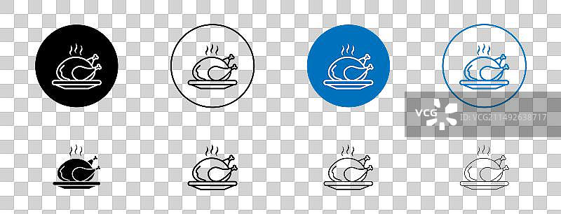 节日烤火鸡图标集图片素材