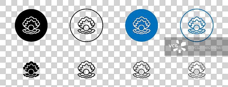 开启的贝壳珍珠图标集图片素材