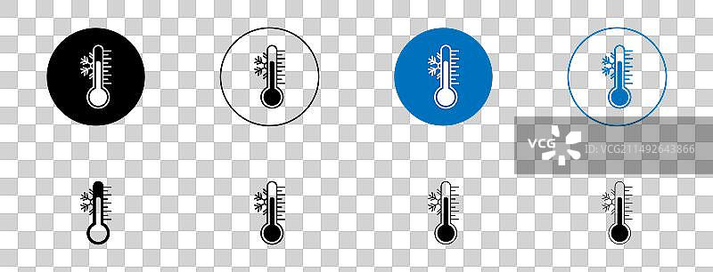 温度计寒冷冬季冰冻图标集图片素材