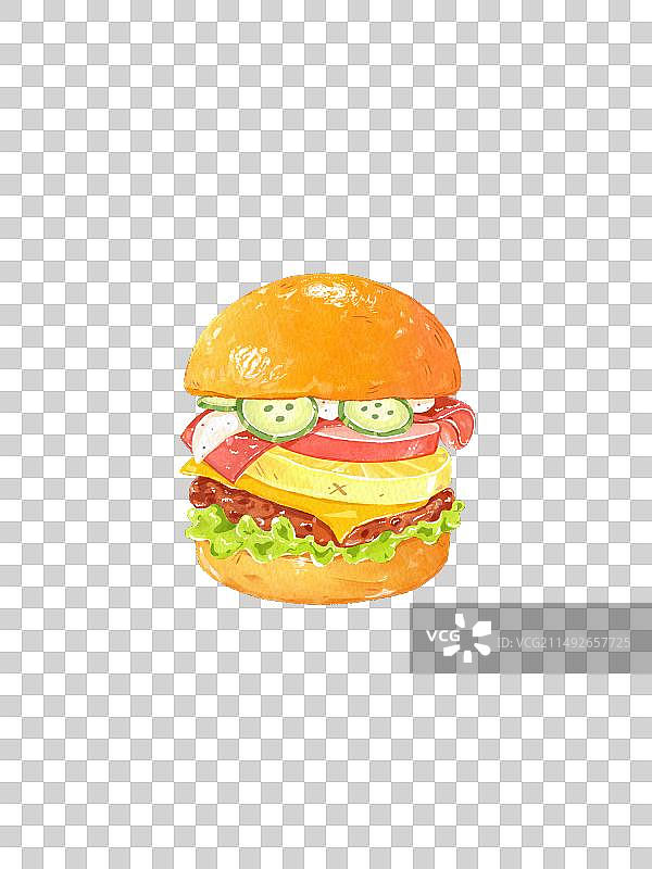 写实猪扒包汉堡包图片素材