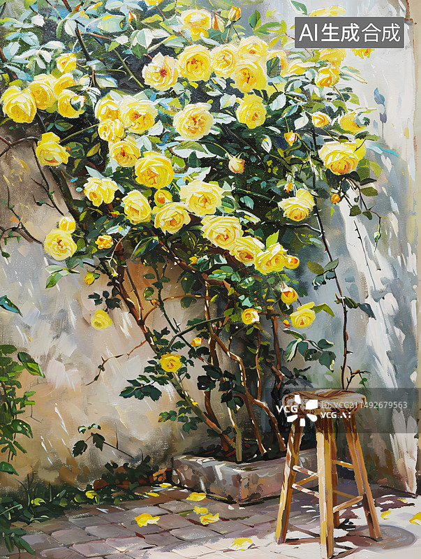 【AI数字艺术】中式农家老院子老家故乡乡村油画厚涂风格图片素材