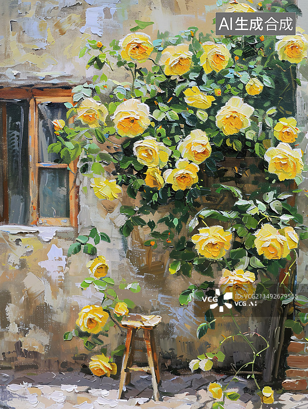 【AI数字艺术】中式农家老院子老家故乡乡村油画厚涂风格图片素材