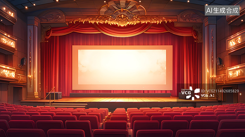 【AI数字艺术】红色演讲台图片素材