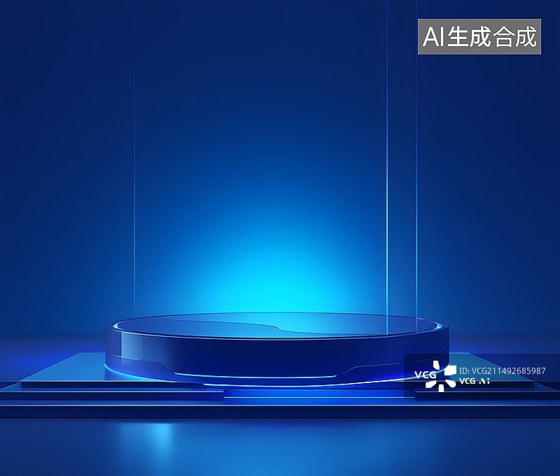 【AI数字艺术】蓝色极简背景图片素材