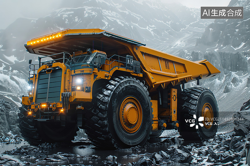 【AI数字艺术】雪山上的轮胎特写图片素材