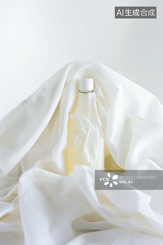 【AI数字艺术】白色背景下婚纱的高角度视角图片素材