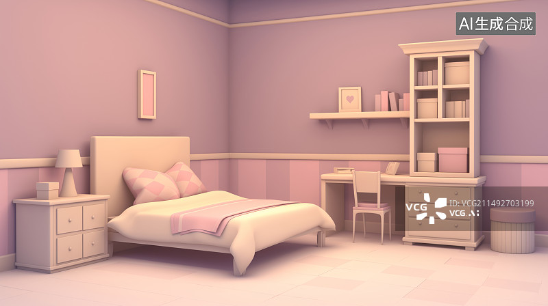 【AI数字艺术】3d卡通风格的卧室图片素材