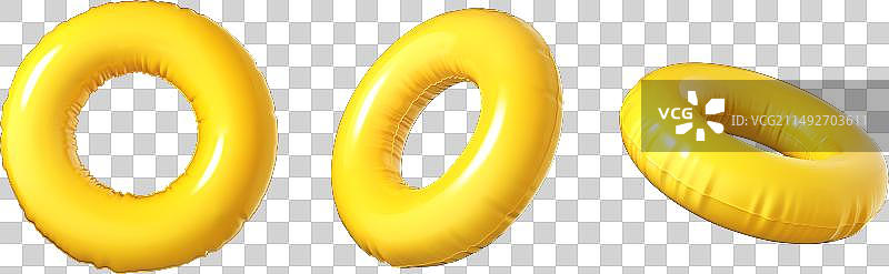 不同角度的黄色充气圈图片素材