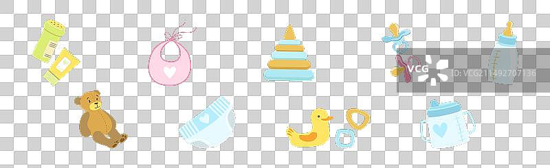 婴儿房用品和婴儿物品集合图片素材