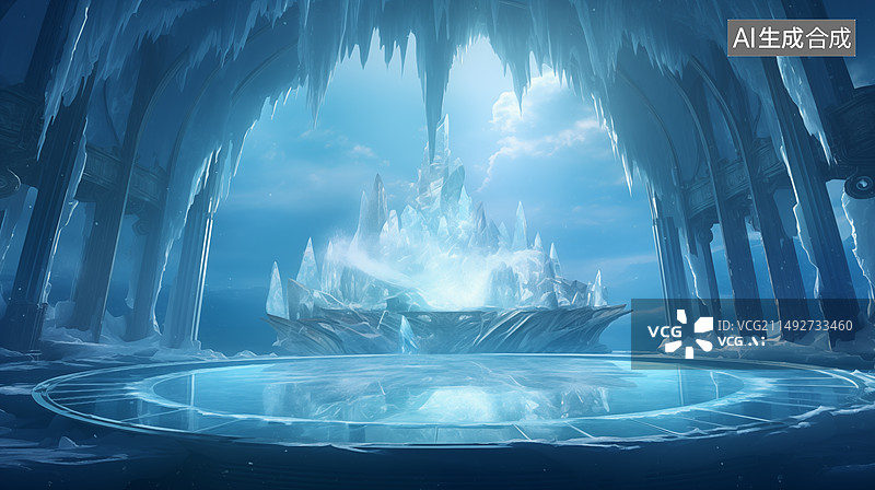 【AI数字艺术】冬季的冰山和浮冰图片素材