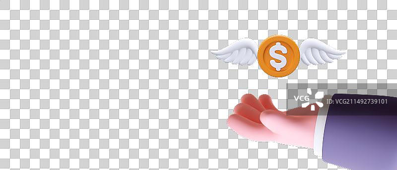 带翅膀的美元硬币图片素材