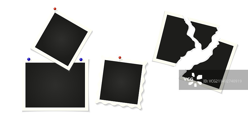 带按钮的复古快照拼贴相框图片素材