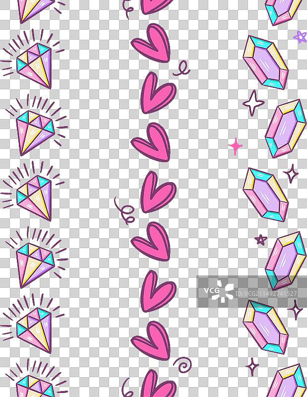 全息水晶和心形无缝边框图片素材