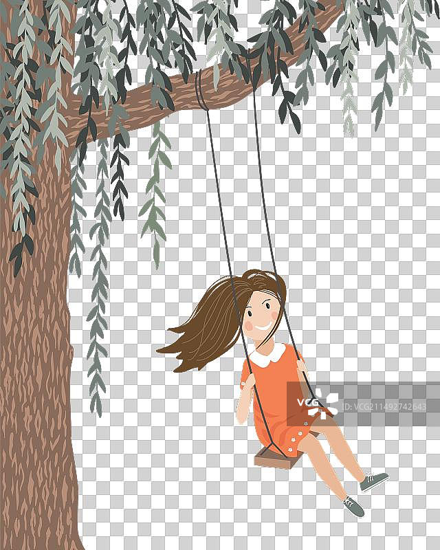 快乐微笑的女孩，头发在风中飘扬图片素材