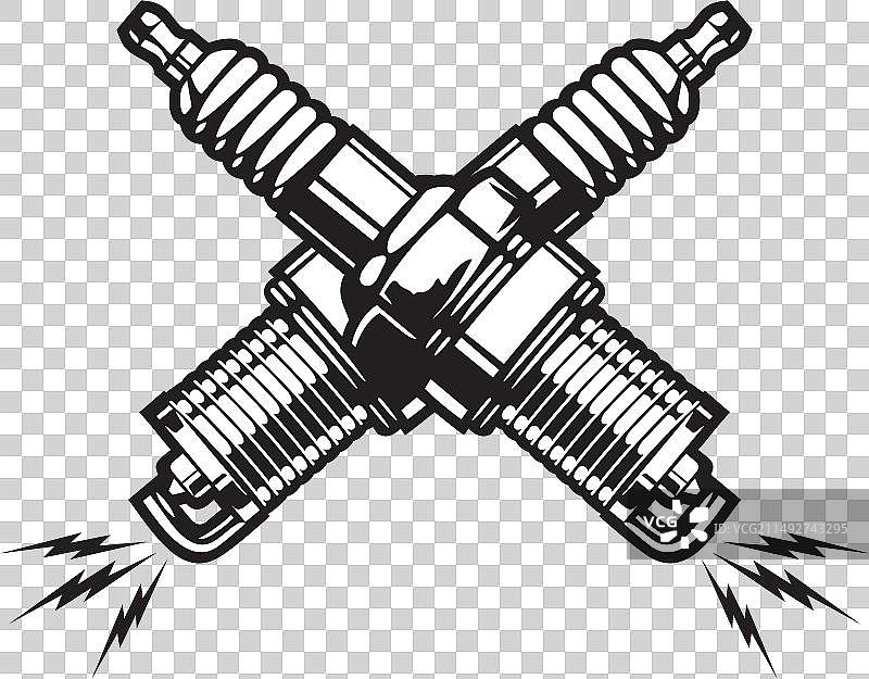 交叉的火花塞图片素材