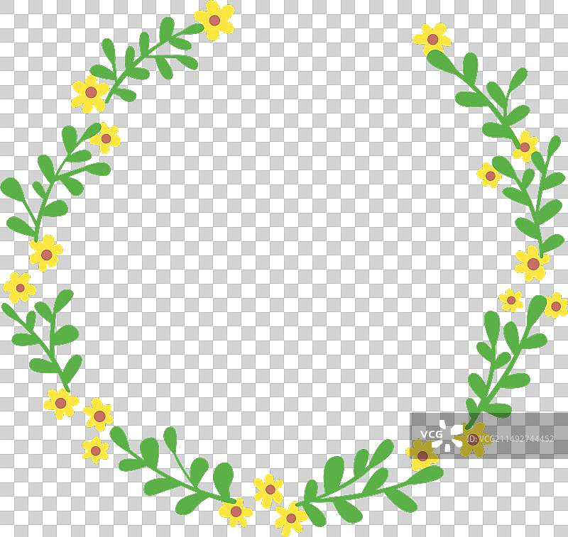 黄色野花与树叶花环图片素材