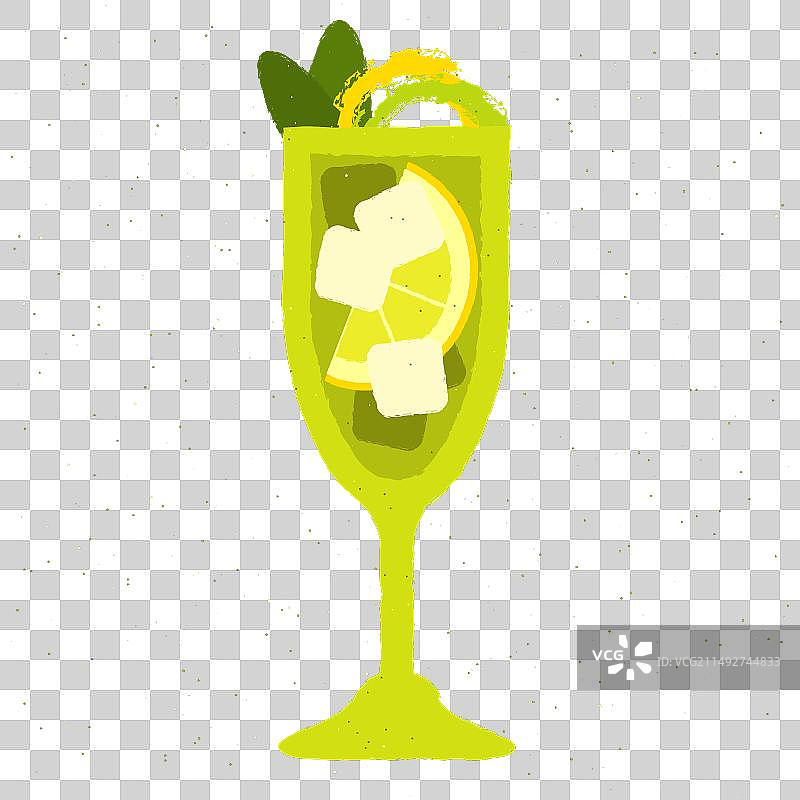 柠檬薄荷冰块绿色鸡尾酒图片素材