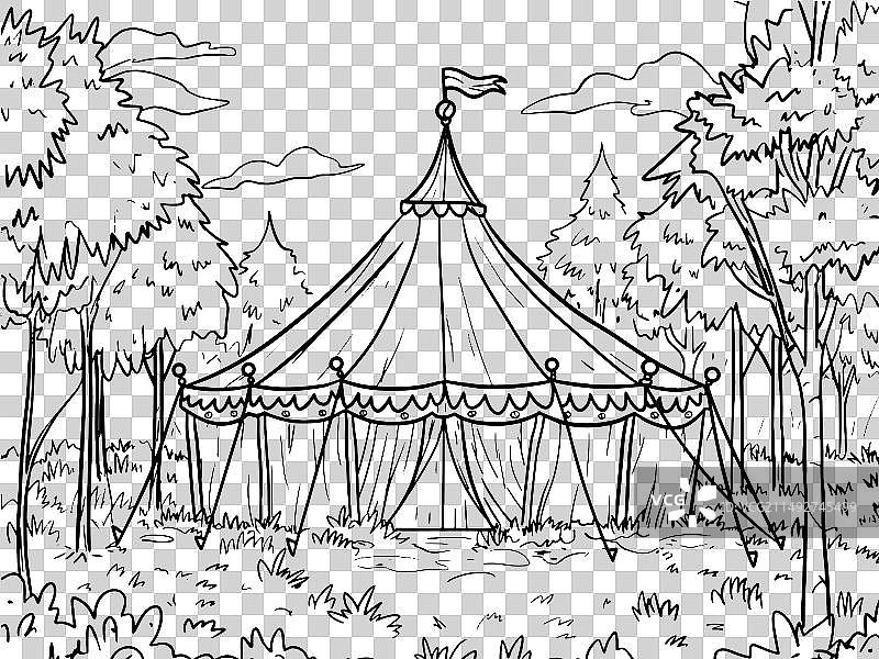 田野中的复古马戏团帐篷图片素材