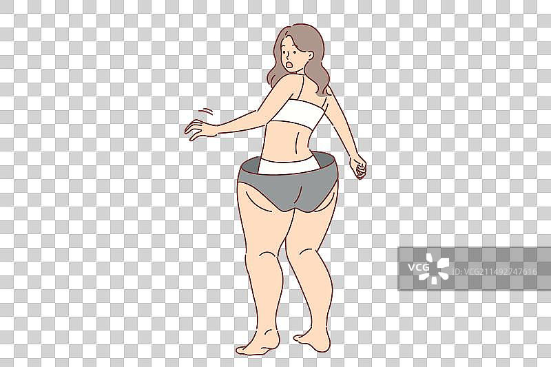 苗条女孩想象体重超标而感到害怕图片素材