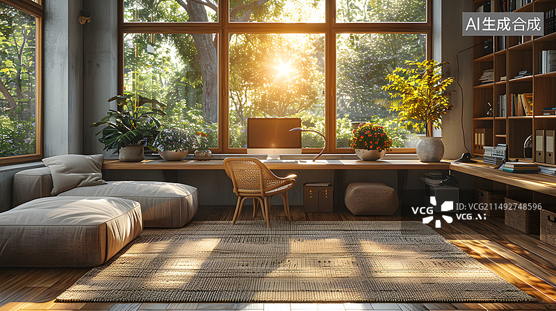 【AI数字艺术】简约装修设计客厅图片素材