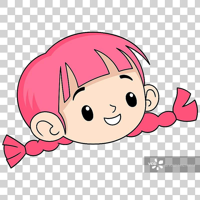 粉色辫子美女头像图片素材