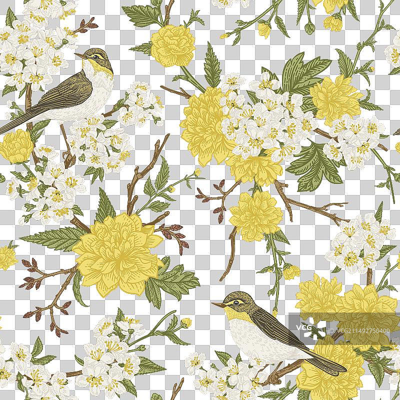 盛开鲜花无缝精美图案图片素材