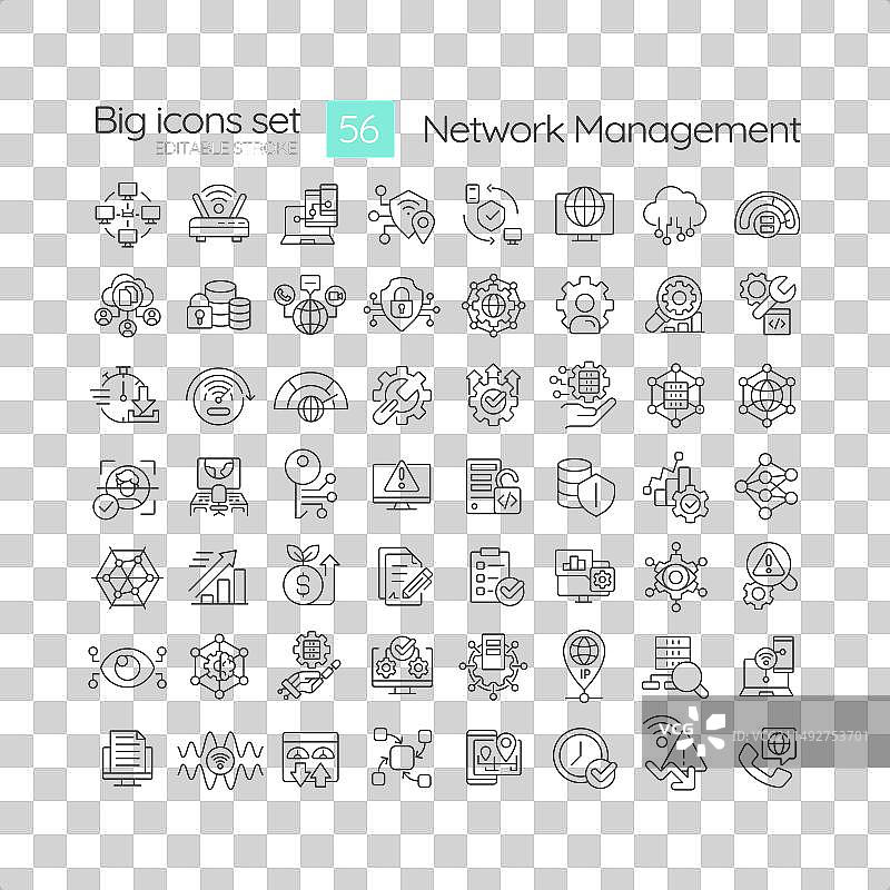 网络管理线性图标集图片素材