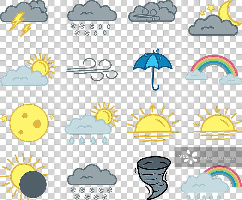 16个彩色天气图标太阳图片素材