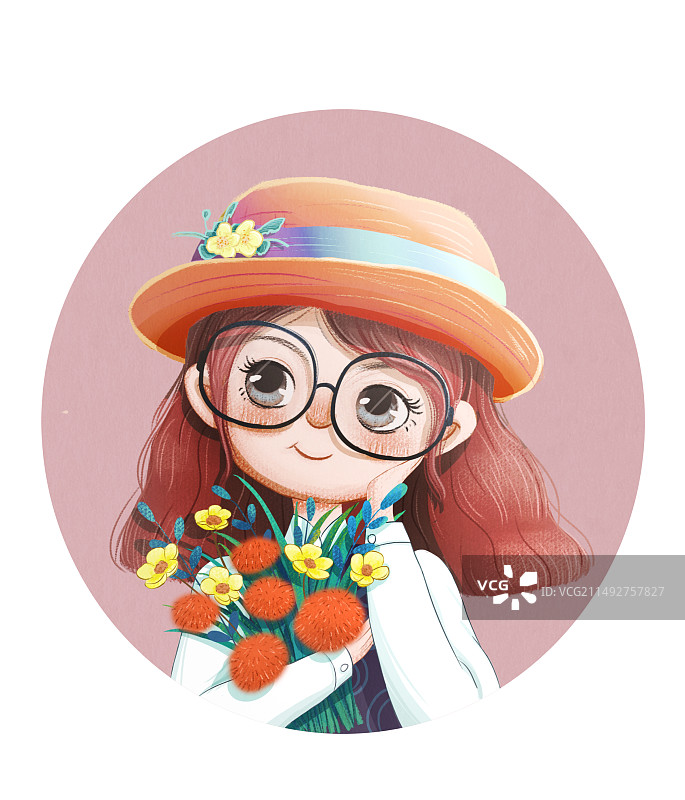 女孩头像插画图片素材