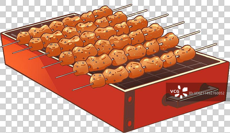 手绘烤炉烤肉插画图片素材
