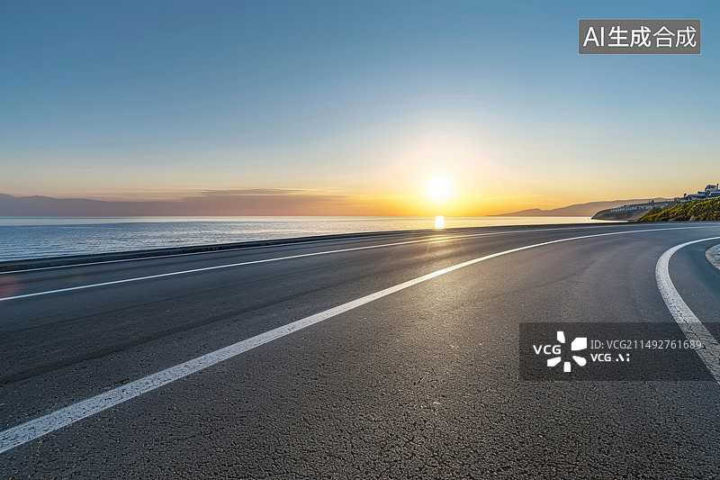 【AI数字艺术】傍晚灯光下的水面码头图片素材