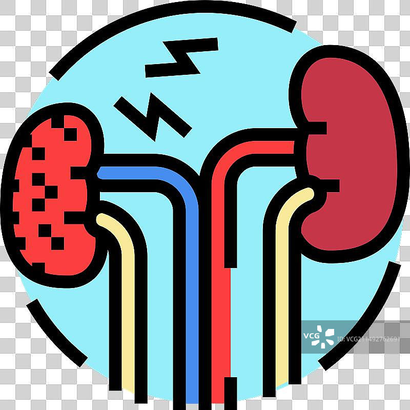 肾功能衰竭泌尿科彩色图标图片素材