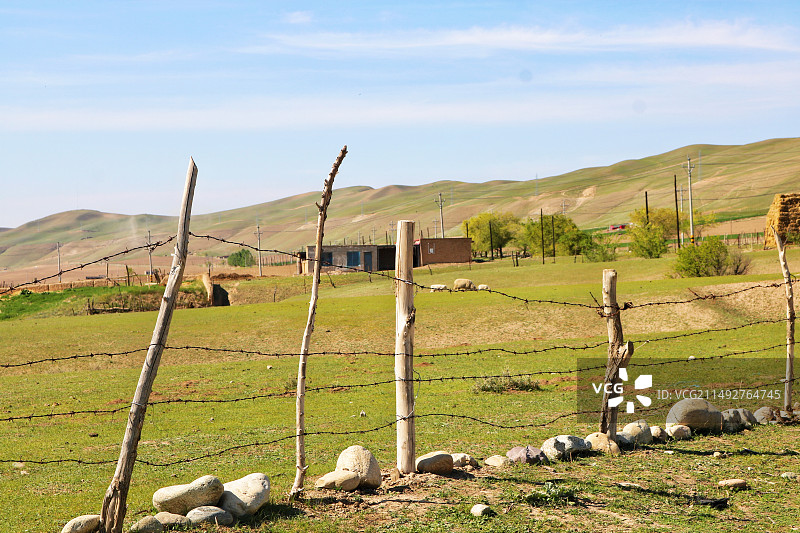 新疆牧场的护栏图片素材
