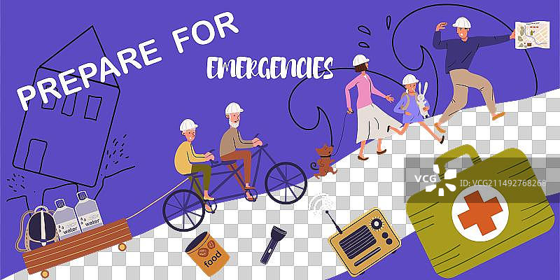 紧急预案扁平拼贴图片素材