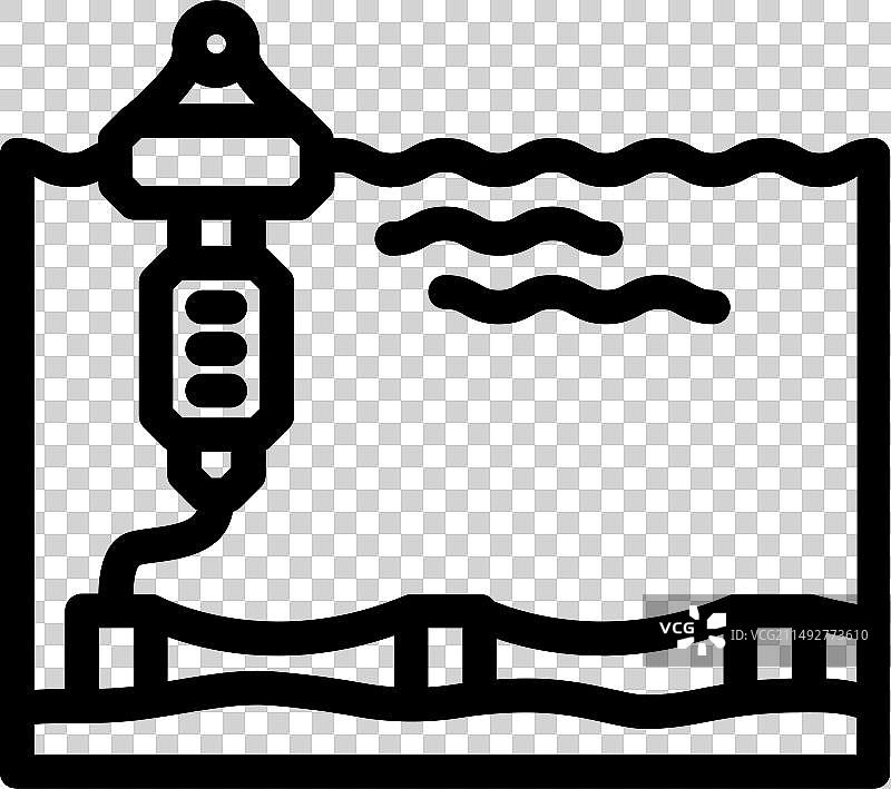 潮汐发电浮动平台线性图标图片素材