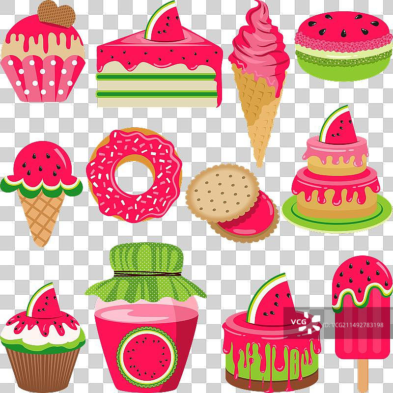 西瓜制成的数字甜点图片素材