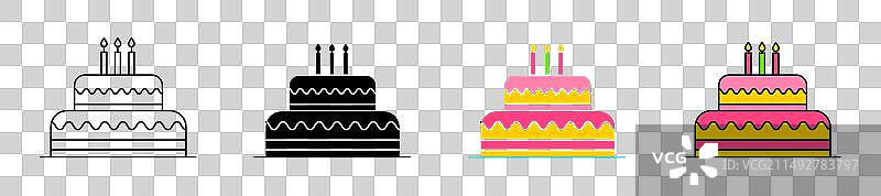 生日蛋糕图标集 蛋糕蜡烛樱桃图片素材