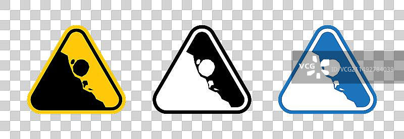 落石或碎屑警告路标图标图片素材