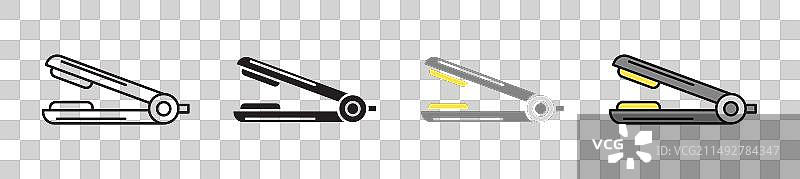 直发器水疗女士卷发图标集图片素材