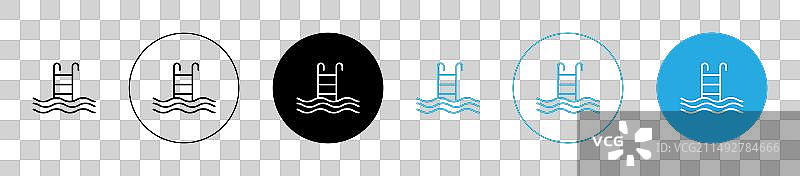 游泳池梯子图标合集图片素材