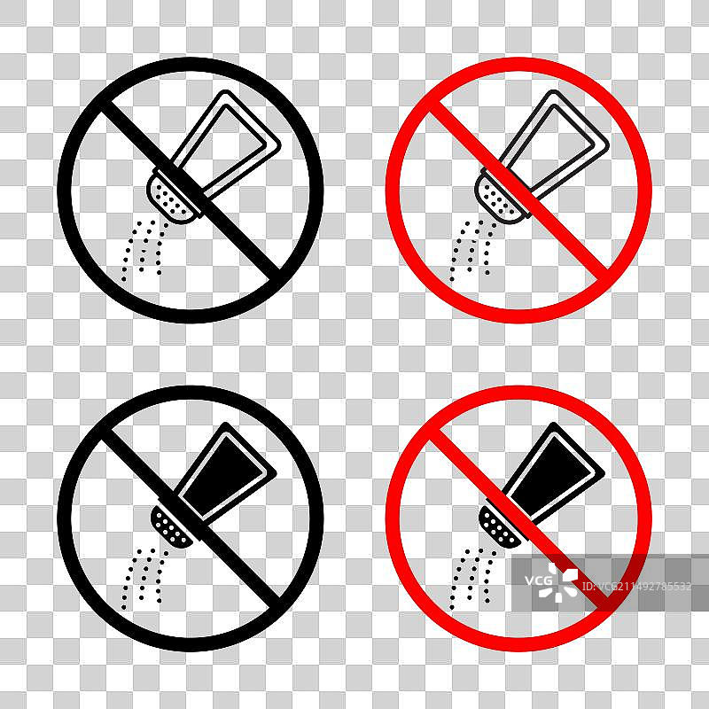 禁止食盐标志图标集，提示用盐符号图片素材