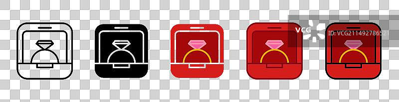 戒指图标集：新娘、钻石、结婚戒指盒图片素材