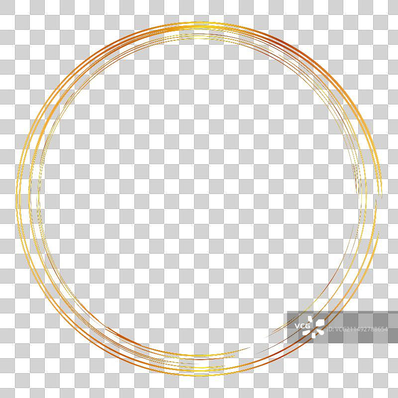 手绘素描金色圆形框架图片素材