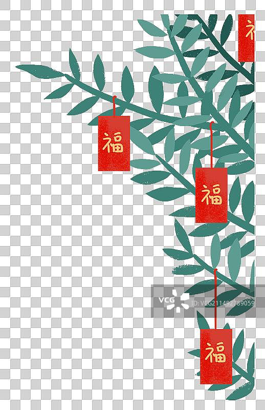 挂红包的绿植图片素材