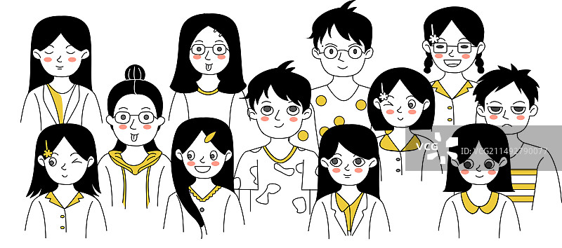 集体卡通头像图片素材