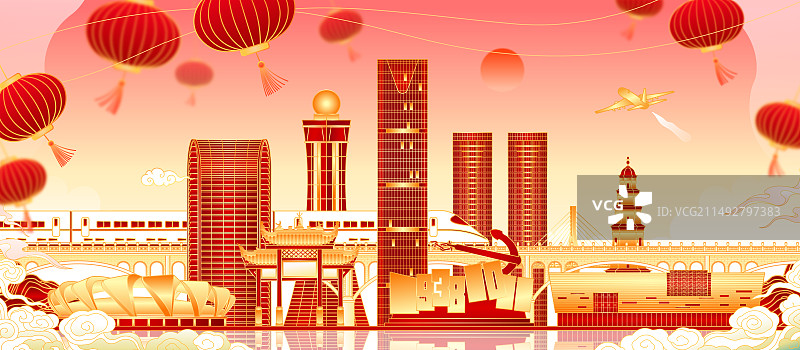 武汉宜昌城市建筑插画图片素材